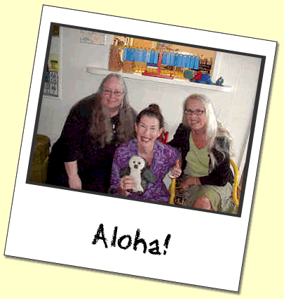 Three women in a polaroid photo frame